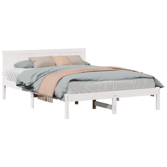 Bed Frame White 150 x 200 cm Solid Pine wood