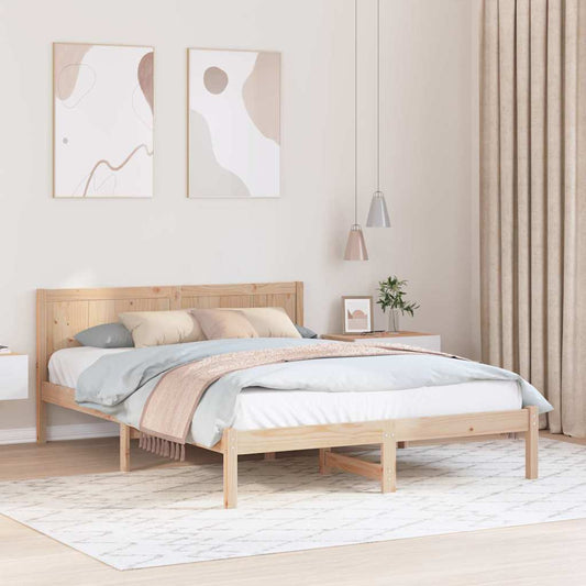 Bed Frame Brown 140 x 200 cm Solid Pine wood