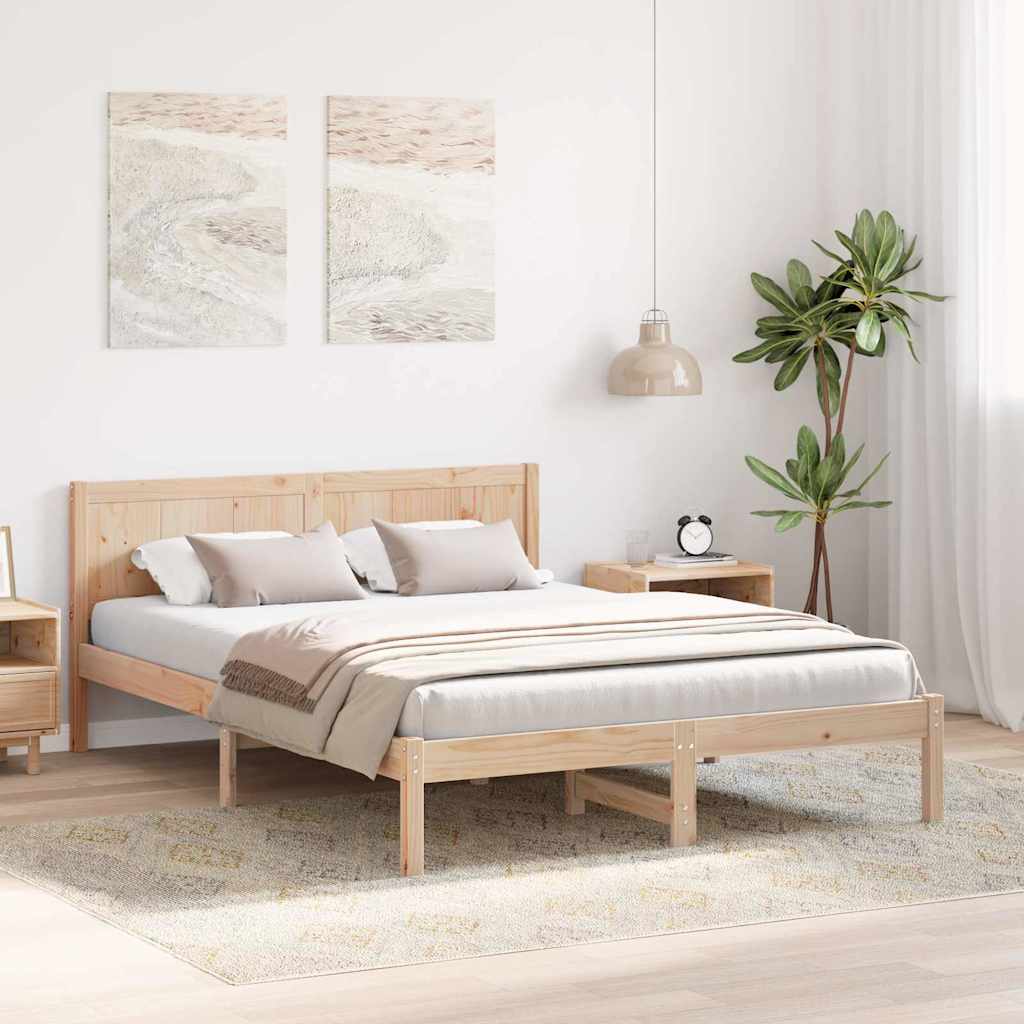 Bed Frame Brown 140 x 200 cm Solid Pine wood