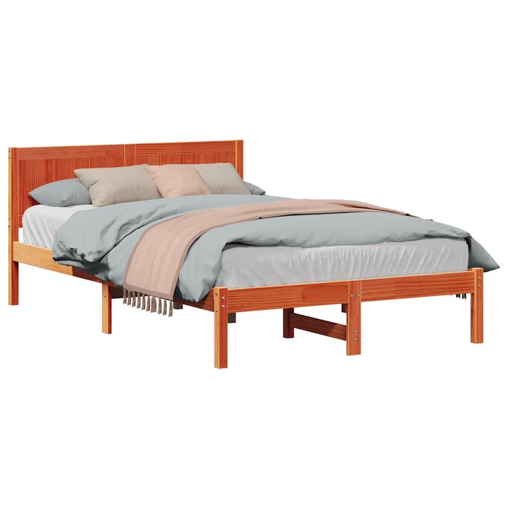 Bed Frame Brown 140 x 190 cm Solid Pine wood