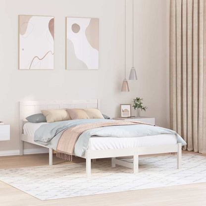 Bed Frame White 135 x 190 cm Solid Pine wood