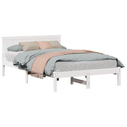 Bed Frame White 135 x 190 cm Solid Pine wood