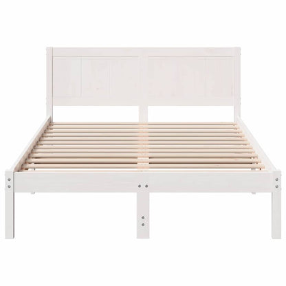 Bed Frame White 135 x 190 cm Solid Pine wood