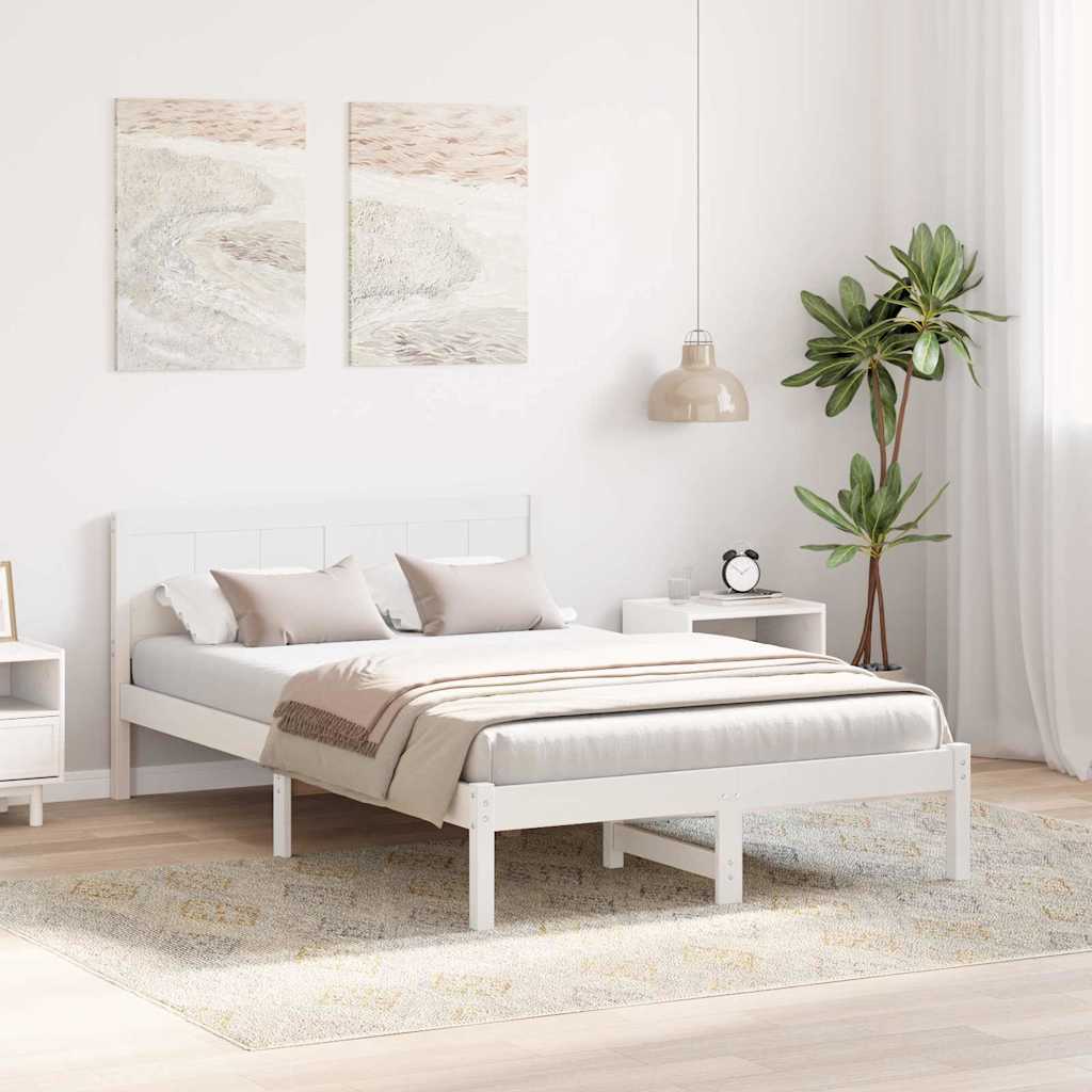 Bed Frame White 120 x 190 cm Solid Pine wood