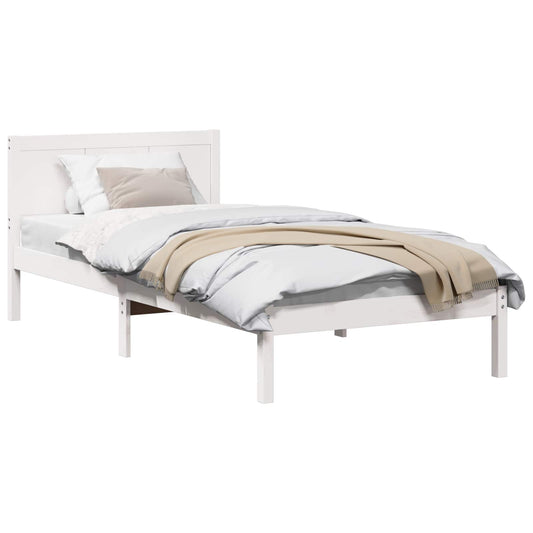 Bed Frame White 100 x 200 cm Solid Pine wood