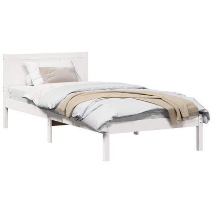 Bed Frame White 75 x 190 cm Solid Pine wood