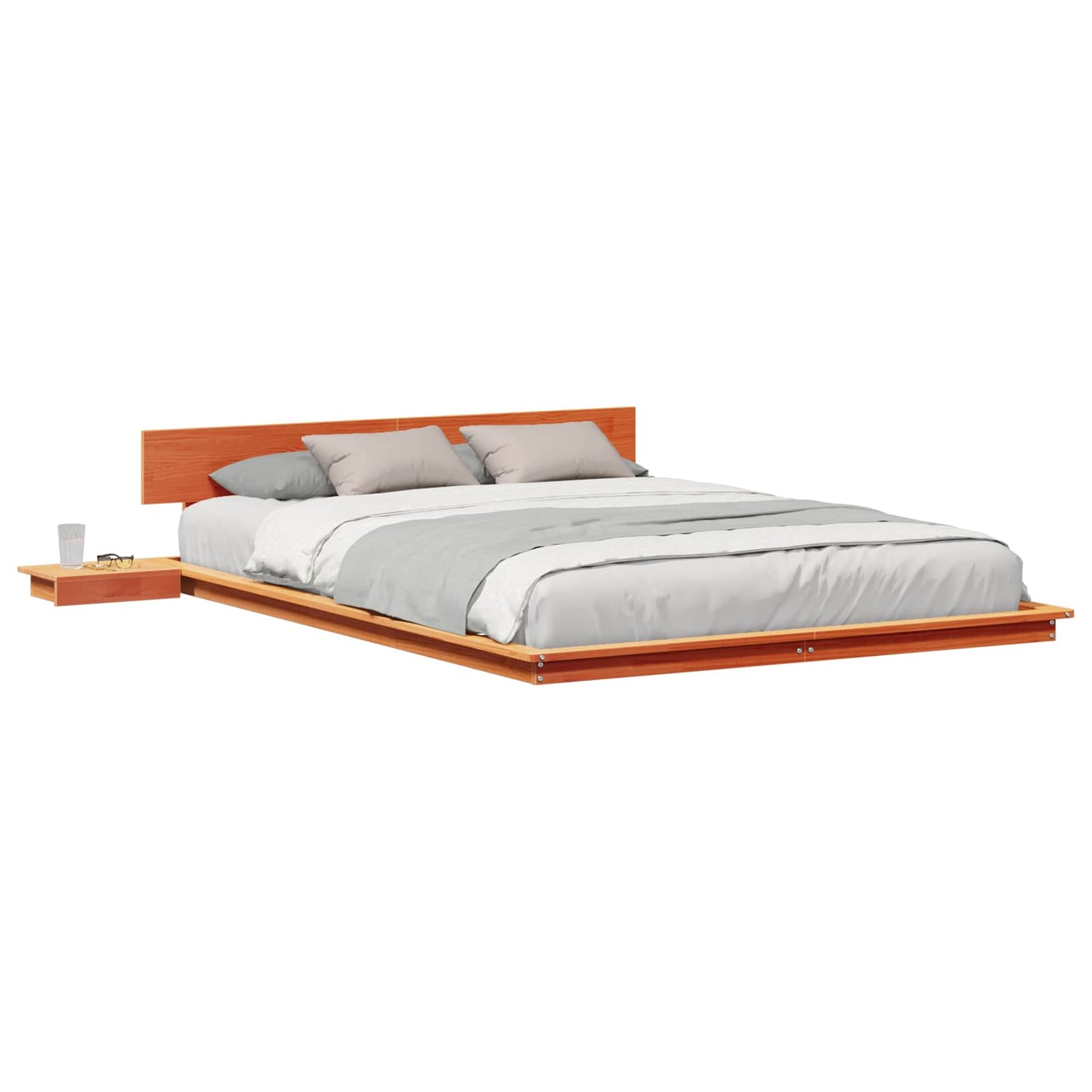 Bed Frame with Headboard with Storage Brown 140 x 200 cm Wood