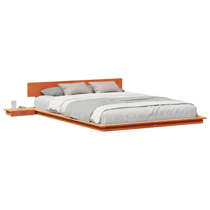 Bed Frame with Headboard with Storage Brown 140 x 200 cm Wood