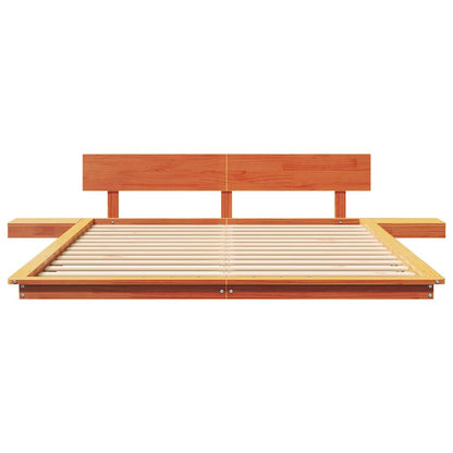 Bed Frame with Headboard with Storage Brown 140 x 200 cm Wood