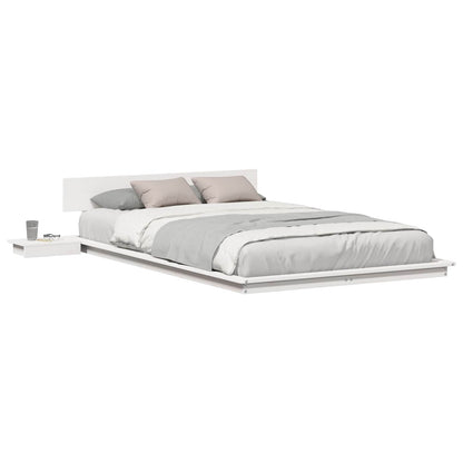 Bed Frame with Headboard with Storage Brown 135 x 190 cm Wood