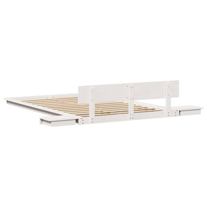 Bed Frame with Headboard with Storage Brown 135 x 190 cm Wood