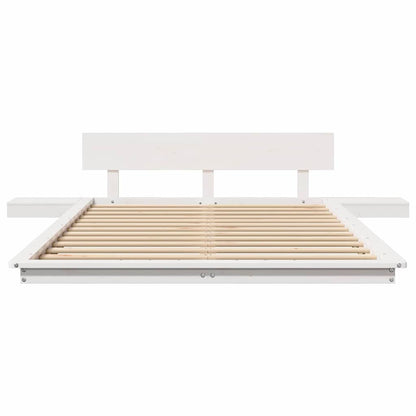 Bed Frame with Headboard with Storage Brown 135 x 190 cm Wood