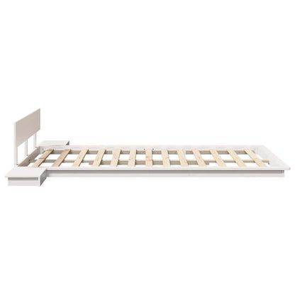 Bed Frame with Headboard with Storage Brown 135 x 190 cm Wood
