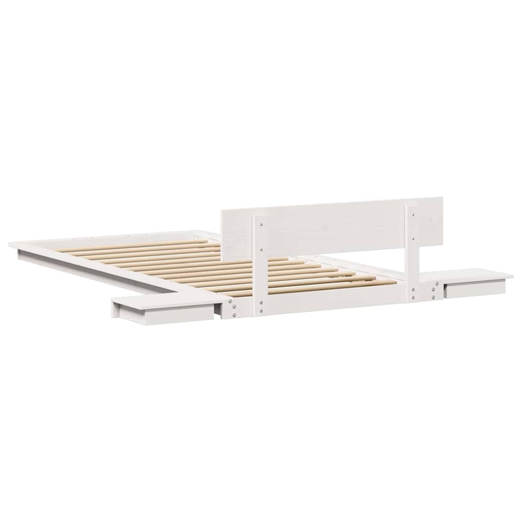 Bed Frame with Headboard with Storage White 100 x 200 cm Wood