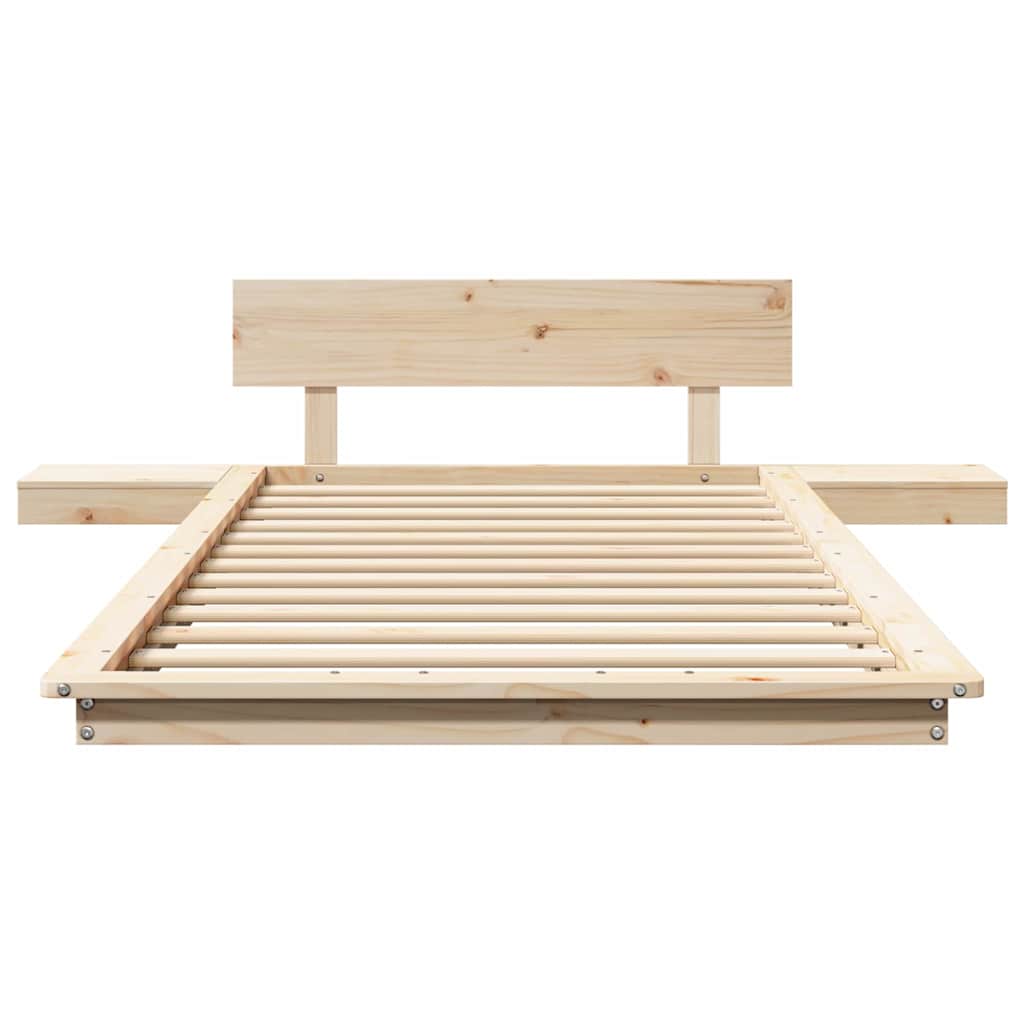 Bed Frame with Headboard with Storage Brown 90 x 200 cm Wood