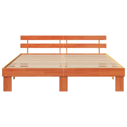 Bed Frame with Headboard Wax Brown 180 x 200 cm Solid Pine Wood