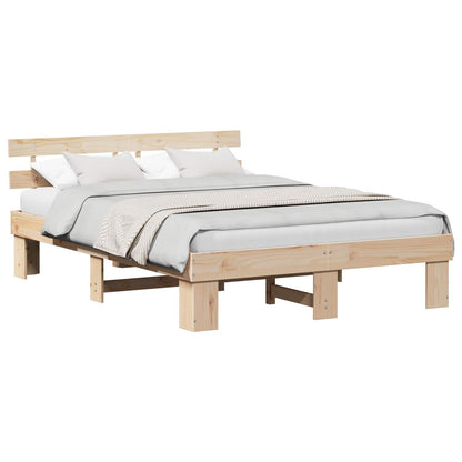 Bed Frame with Headboard Natural 160 x 200 cm Solid Pine Wood