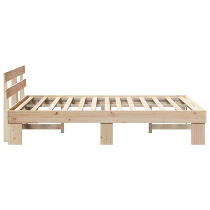 Bed Frame with Headboard Natural 150 x 200 cm Solid Pine Wood