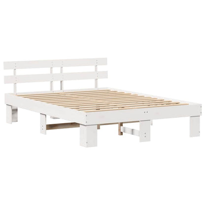 Bed Frame with Headboard White 140 x 200 cm Solid Pine Wood