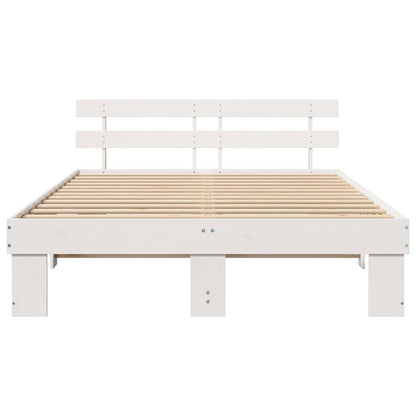 Bed Frame with Headboard White 140 x 200 cm Solid Pine Wood