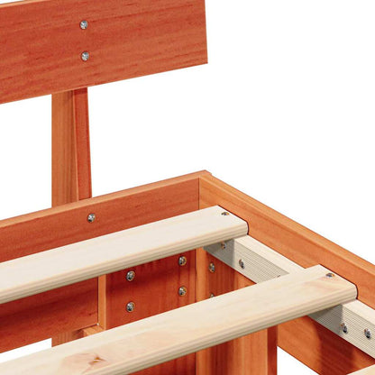 Bed Frame with Headboard Wax Brown 140 x 200 cm Solid Pine Wood