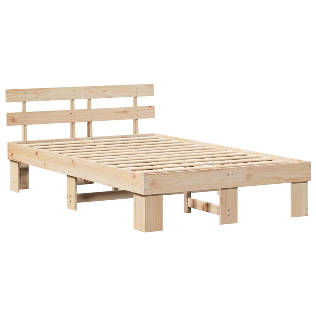Bed Frame with Headboard Natural 120 x 200 cm Solid Pine Wood