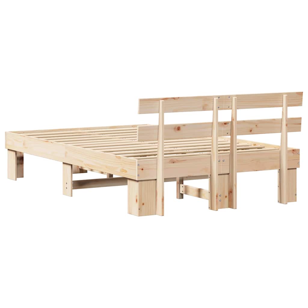 Bed Frame with Headboard Natural 120 x 200 cm Solid Pine Wood