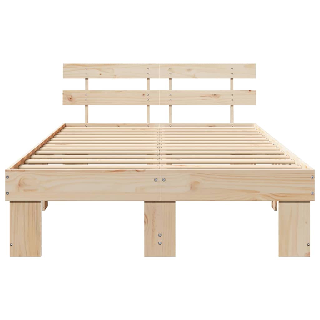 Bed Frame with Headboard Natural 120 x 200 cm Solid Pine Wood