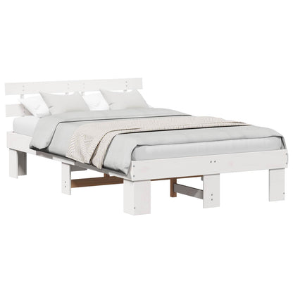 Bed Frame with Headboard White 120 x 200 cm Solid Pine Wood