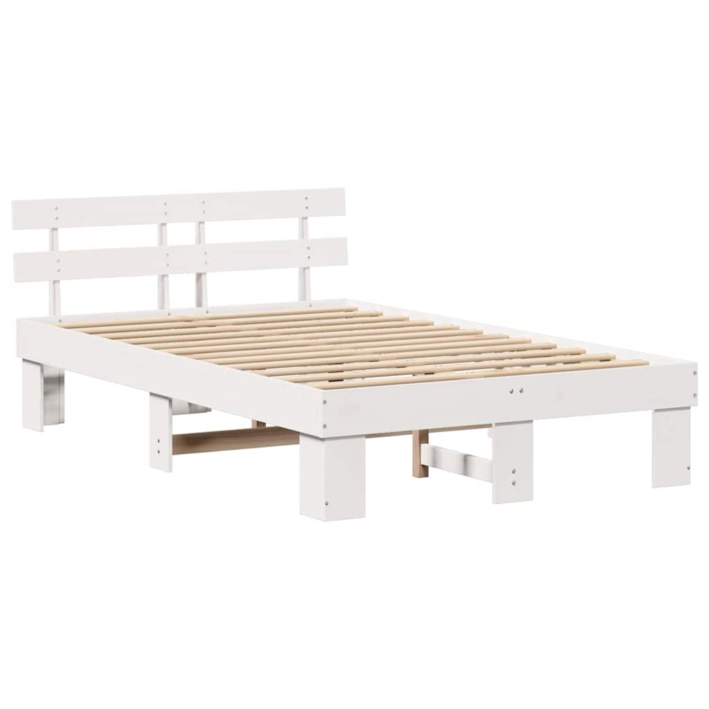 Bed Frame with Headboard White 120 x 200 cm Solid Pine Wood