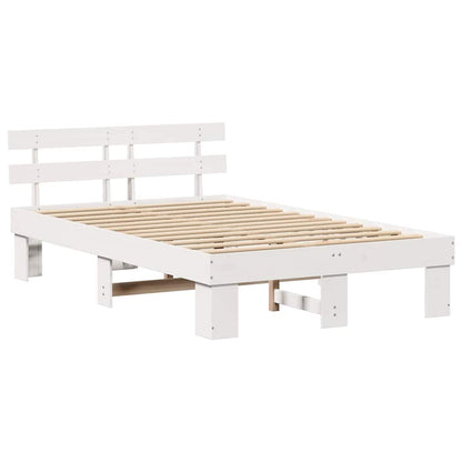 Bed Frame with Headboard White 120 x 200 cm Solid Pine Wood