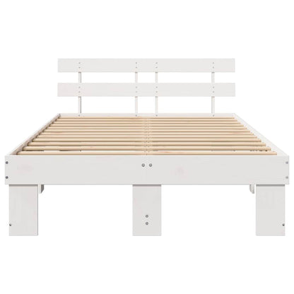 Bed Frame with Headboard White 120 x 200 cm Solid Pine Wood