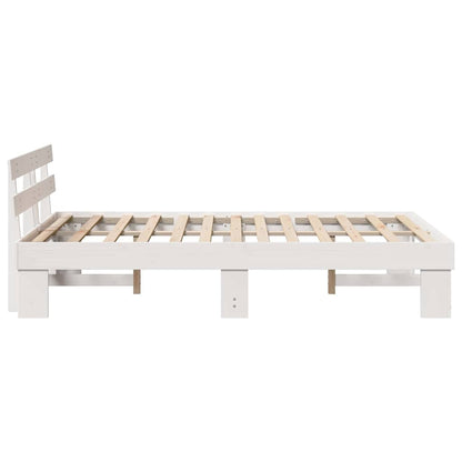 Bed Frame with Headboard White 120 x 200 cm Solid Pine Wood