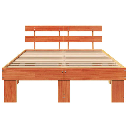 Bed Frame with Headboard Wax Brown 120 x 200 cm Solid Pine Wood