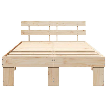 Bed Frame with Headboard Natural 135 x 190 cm Solid Pine Wood