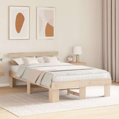 Bed Frame with Headboard Natural 120 x 190 cm Solid Pine Wood