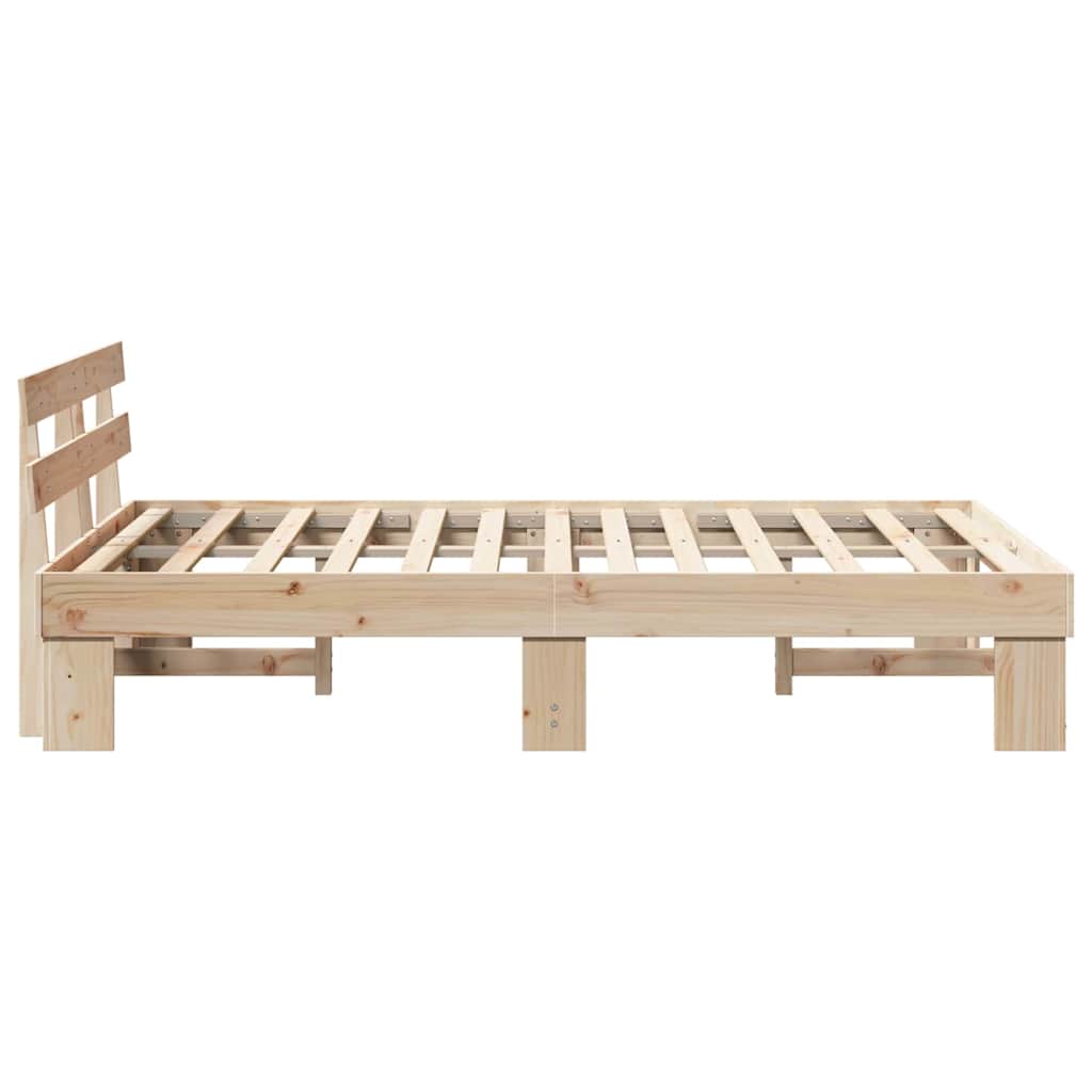 Bed Frame with Headboard Natural 120 x 190 cm Solid Pine Wood