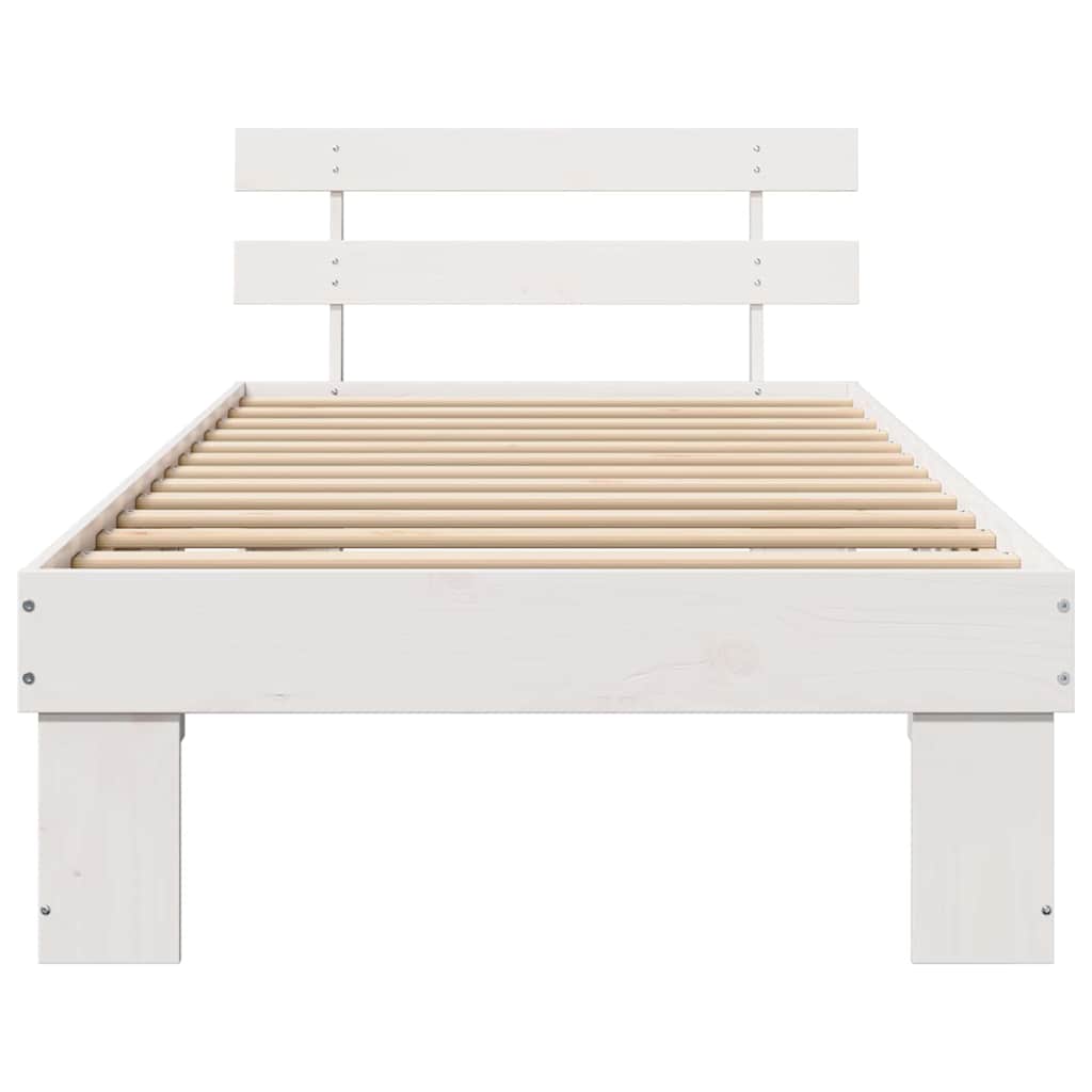 Bed Frame with Headboard White 100 x 200 cm Solid Pine Wood