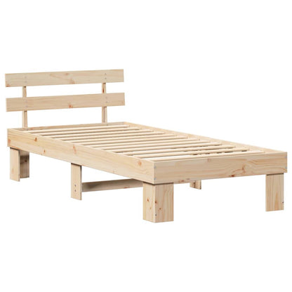 Bed Frame with Headboard Natural 90 x 200 cm Solid Pine Wood