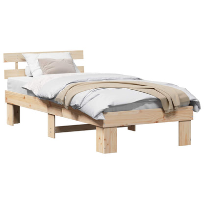 Bed Frame with Headboard Natural 80 x 200 cm Solid Pine Wood