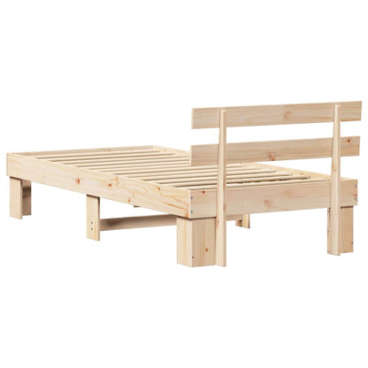 Bed Frame with Headboard Natural 80 x 200 cm Solid Pine Wood