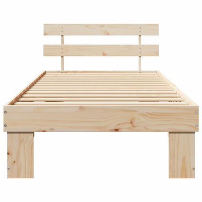 Bed Frame with Headboard Natural 80 x 200 cm Solid Pine Wood