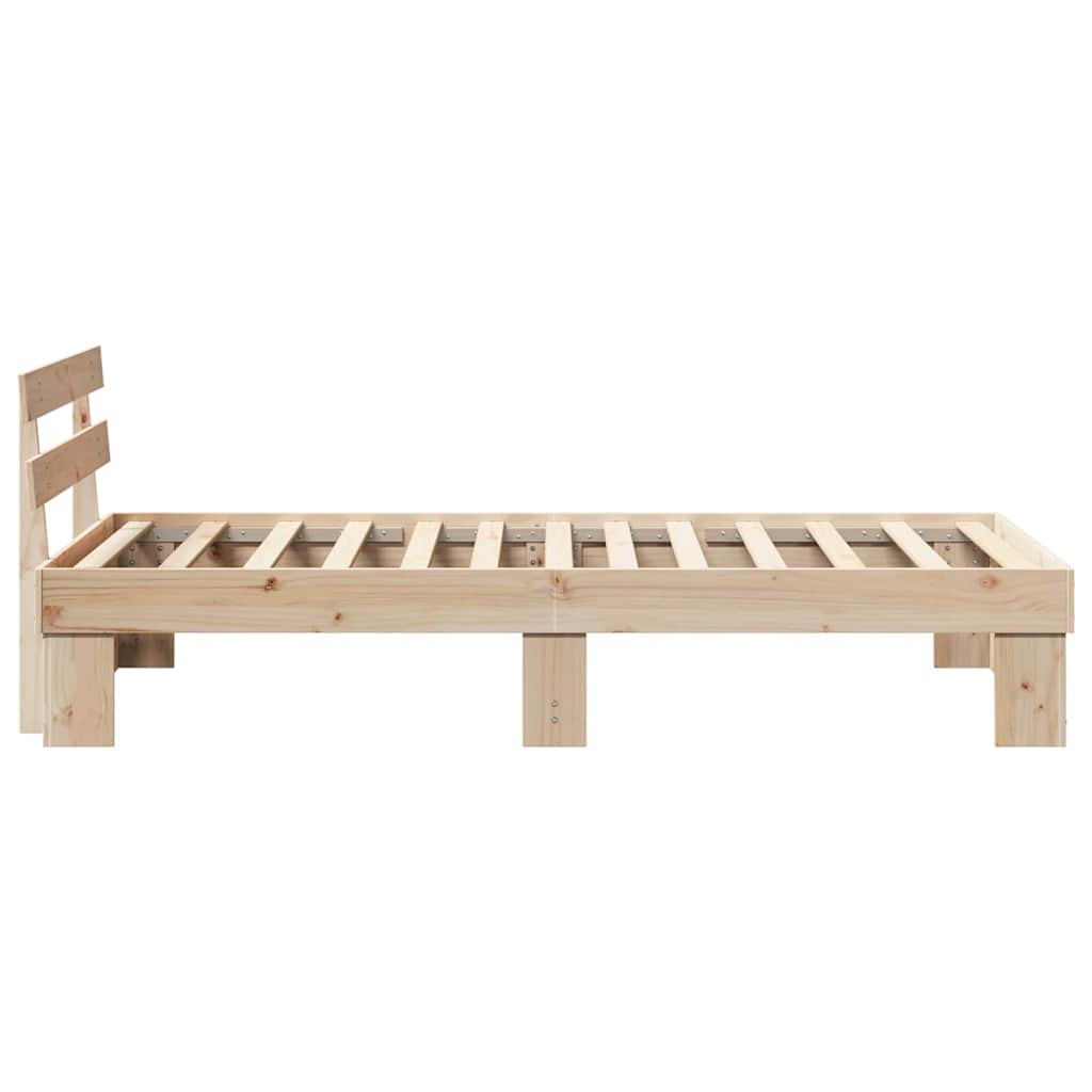 Bed Frame with Headboard Natural 80 x 200 cm Solid Pine Wood