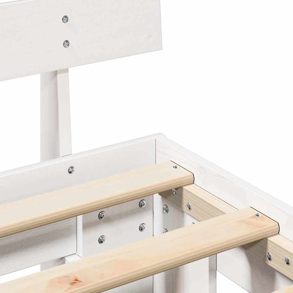 Bed Frame with Headboard White 75 x 190 cm Solid Pine Wood