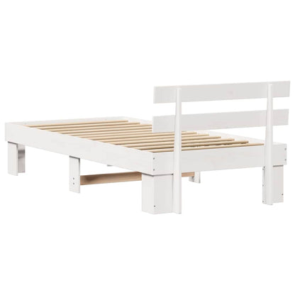 Bed Frame with Headboard White 75 x 190 cm Solid Pine Wood