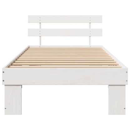Bed Frame with Headboard White 75 x 190 cm Solid Pine Wood