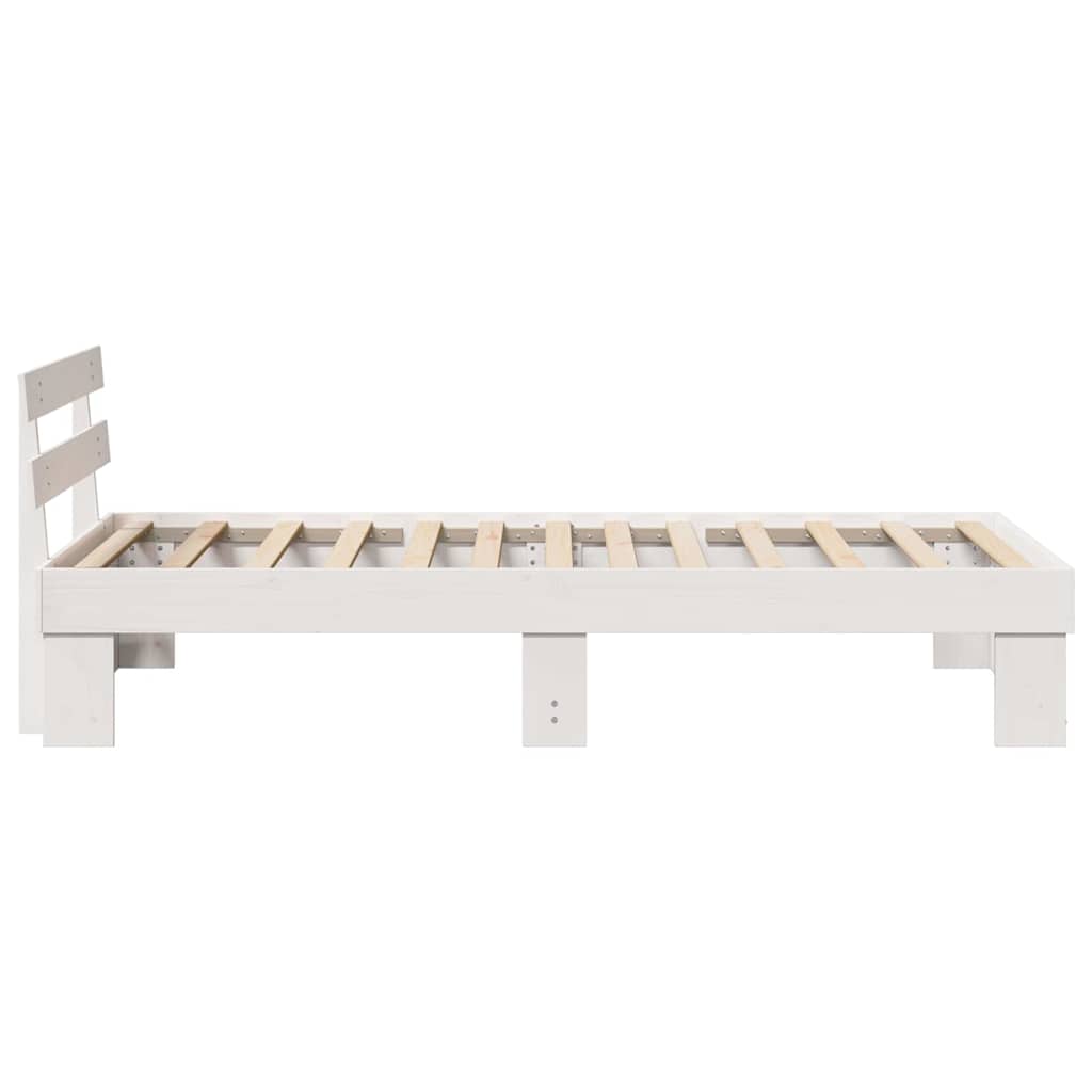 Bed Frame with Headboard White 75 x 190 cm Solid Pine Wood