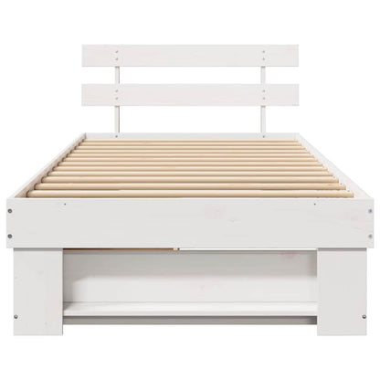 Bed Frame with Headboard White 100 x 200 cm Solid Pine Wood