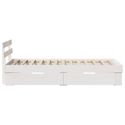 Bed Frame with Headboard White 100 x 200 cm Solid Pine Wood