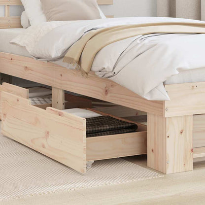 Bed Frame with Headboard Natural 90 x 200 cm Solid Pine Wood